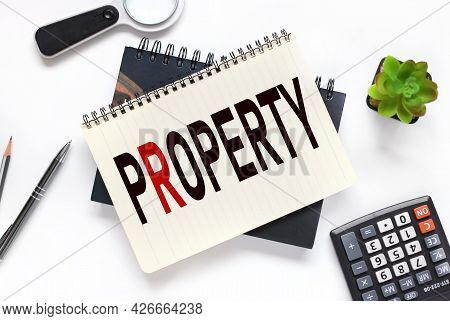 Property. Notepad With Craft Pages And Notepad With White Pages On White Background