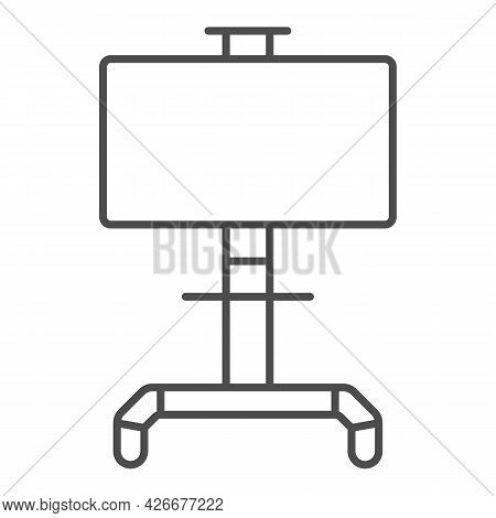 Lcd Tv With Stand Thin Line Icon, Monitors And Tv Concept, Lsd Tv On Swivel Stand Vector Sign On Whi