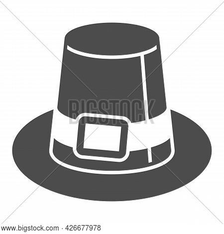Farmer Hat For Men Solid Icon, Headware Concept, Thanksgiving Pilgrim Top Hat Vector Sign On White B