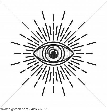 Masonic Eye Of Providence Sign On White Background. Vector