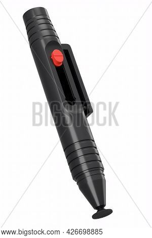 Lens Pen Or Special Brush For Cleaning Optics Isolated On White Background. 3d Rendering Of Professi