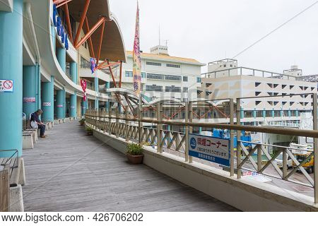 Okinawa, Japan - June 11,2019 : View Of Tomarin Terminal In Rainy Day In Naha, Okinawa, Japan On Jun