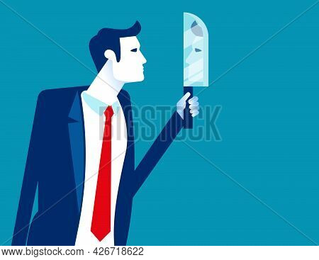 Businessman Hold Knife With The Shadow Reflect