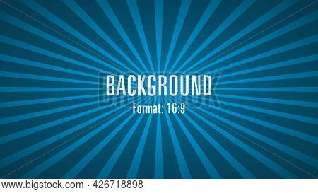 Perfect Shiny Sunbeam Background In Blue. Dimension 16:9. Vector Illustration. Eps10.