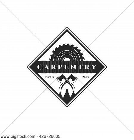 Carpentry Wood Working Logo Retro Vintage Vector Illustration