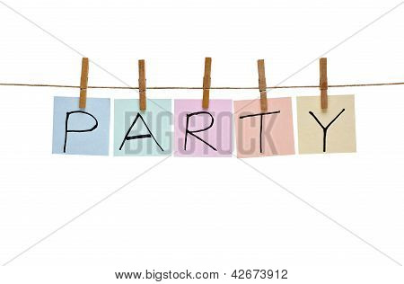 Clothes Peg And Note Paper On Clothes Line Rope