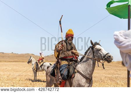 Tiberias, Israel, July 02, 2021 : Horse Warrios - Participant In The Reconstruction Of Horns Of Hatt