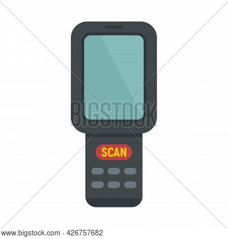 Barcode Scanner Monitor Icon. Flat Illustration Of Barcode Scanner Monitor Vector Icon Isolated On W