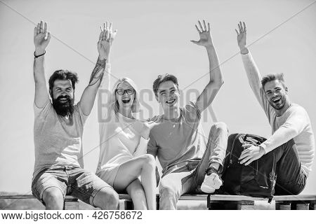 Freedom Concept. Hello There Concept. Young And Free. Success And Achievement. Cheerful People Commu
