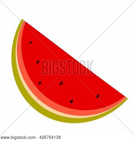 Ripe Watermelon. Slice Of Watermelon. Summer Card With A Watermelon Wedge.