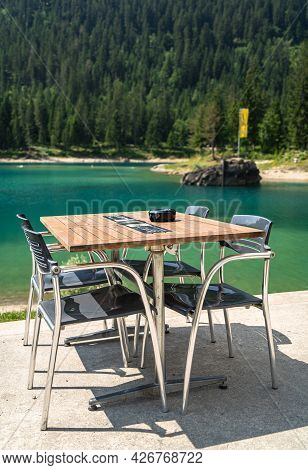 Restaurant Table At The Lake Caumasee Is Located In The Southern Part Of The Municipality Of Flims I