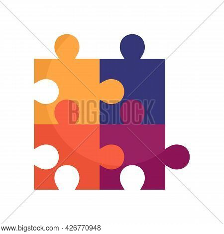 Cube Puzzle Icon. Flat Illustration Of Cube Puzzle Vector Icon Isolated On White Background