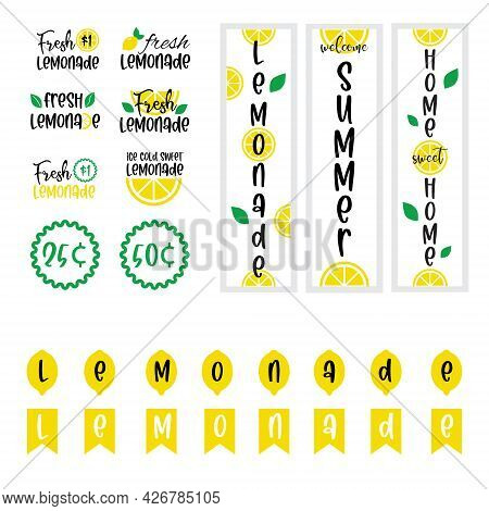 Labels And Signs Of Fresh Lemonade With Lemon. Vector Illustrations For Graphic And Web Design, For 