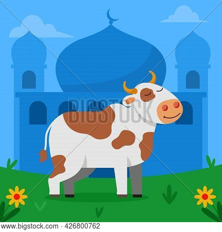 Happy Cow For Sacrifice On Eid Al Adha Day.