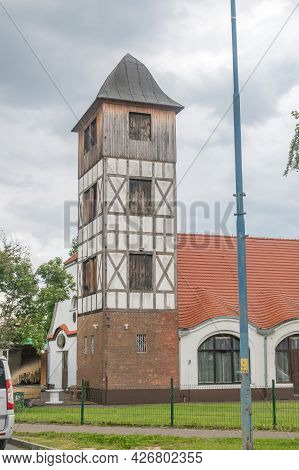 Lubin, Poland - June 1, 2021: Building Of The Former Fire Station In Lubin.