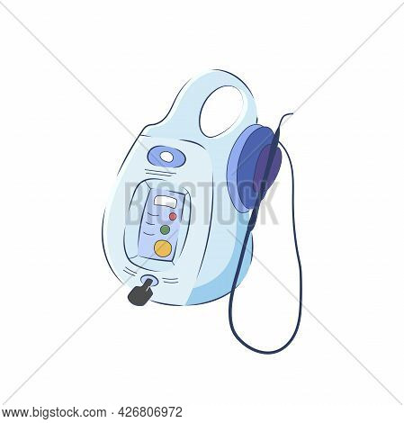 Laser Medical Device For Dental Treatment Isolated On White Background. Vector Illustration In Carto