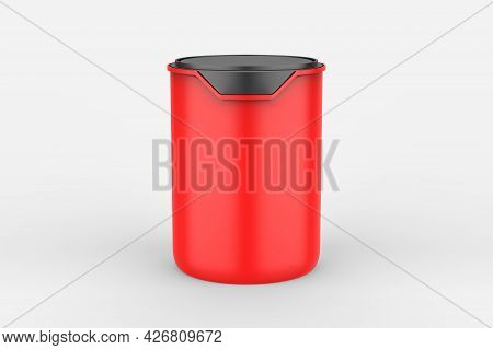 Paint Can With A Lid Isolated On White Background, Template For Design And Advertising, Mockup. 3d I