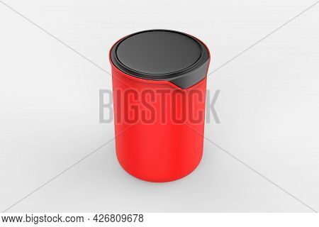 Paint Can With A Lid Isolated On White Background, Template For Design And Advertising, Mockup. 3d I