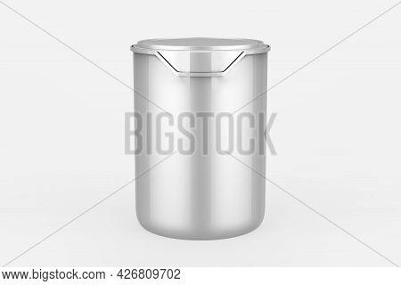 Paint Can With A Lid Isolated On White Background, Template For Design And Advertising, Mockup. 3d I