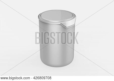 Paint Can With A Lid Isolated On White Background, Template For Design And Advertising, Mockup. 3d I