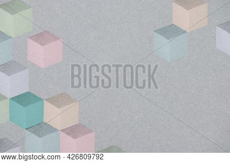 Dark pastel paper craft textured cubic patterned template