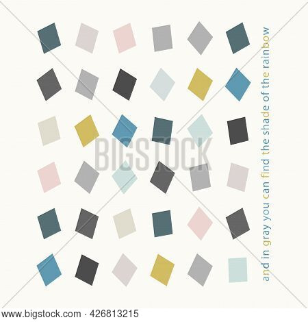 Poster With Rhombuses Of Gray, Blue, Turquoise, Yellow Colors