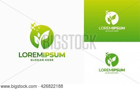 Digital Agriculture Logo Template Design, Leaf Tech Logo Designs, Green Technology Logo Designs Conc