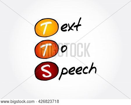 Tts - Text To Speech Acronym, Technology Concept Background