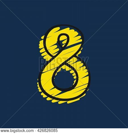 Number Eight Logo Hand-drawn With Felt-tip And Marker Strokes. Perfect To Use In Any Comic Strip Pag
