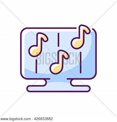 Rhythm Games Rgb Color Icon. Isolated Vector Illustration.. Special Game Of Music Theamed Genre. Dig