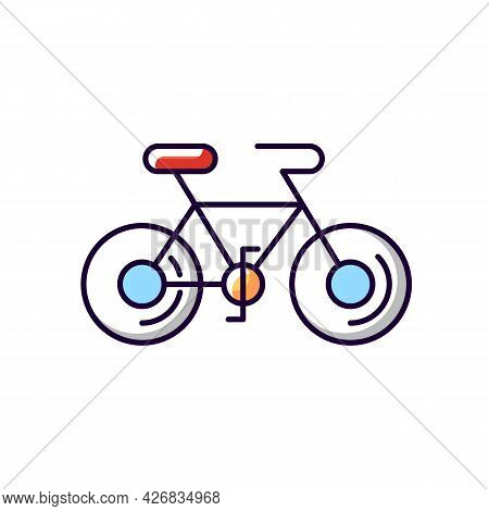 Bicycle Red White Blue Rgb Color Icon. Isolated Vector Illustration. Taiwan Cycling Travel. Riding R