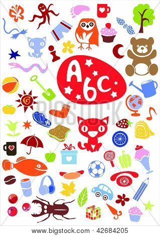 Diferentes elementos coloridos bonitos