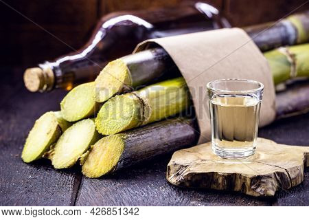 Glass Of Alcoholic Drink With Lemon, Distilled From Sugar Cane, Called In Brazil 