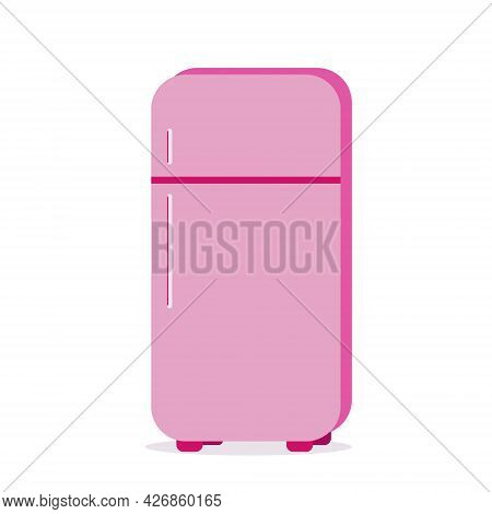 Illustration Of Stylish Pink Small Size Refrigerator Rector