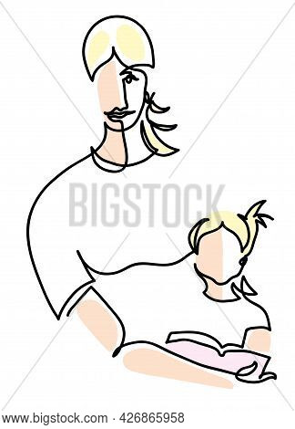 One Line Drawing Of Pretty Mom Carefully Accompany.
One Continuous Line Drawing Of Mother Carefully 