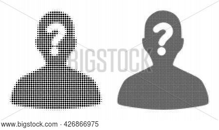 Dot Halftone Unknown Body Icon. Vector Halftone Pattern Of Unknown Body Icon Combined Of Round Point