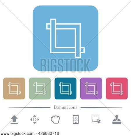 Crop Tool White Flat Icons On Color Rounded Square Backgrounds. 6 Bonus Icons Included