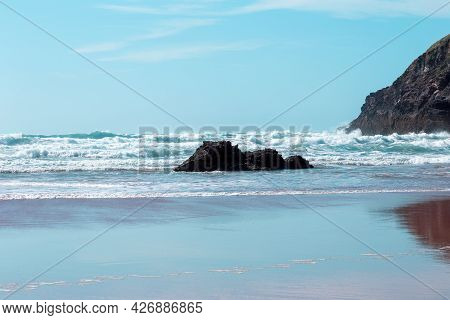 Seascape Of Mawgan Porth Beach, Near Newquay, North Cornwall, England