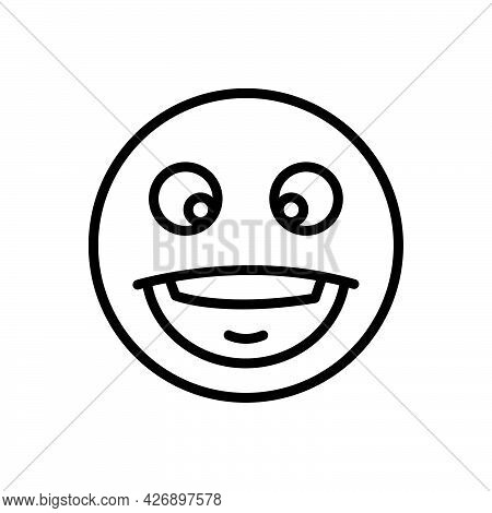 Black Line Icon For Comic Humorous Funny Joky Mirthful Emoji Goofy Character
