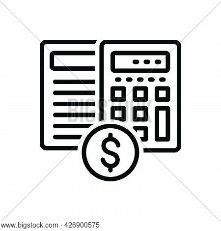 Black Line Icon For Estimates Calculation Editable Document Banking Arithmetic