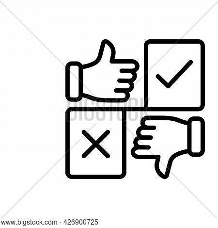 Black Line Icon For Consequence Result Outcome Outgrowth Review Performance Right Wrong