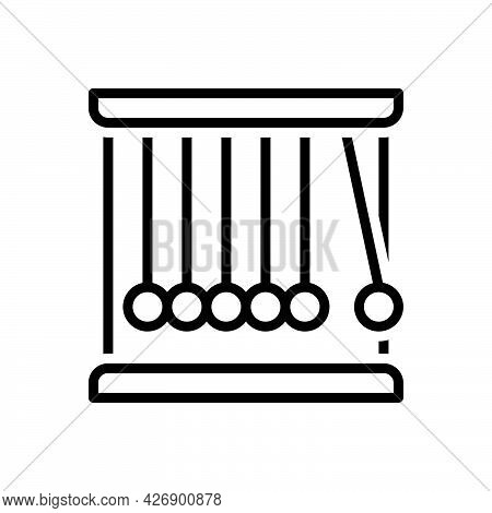 Black Line Icon For Momentum Speed Pendulum Hanging Balls Gravity