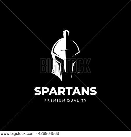 Sparta Logo Black Silhouette Vector Illustration Design Vintage