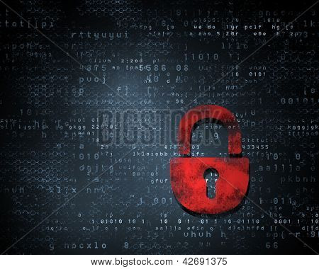 Concetto di sicurezza: blocco su schermo digitale, illustrazione