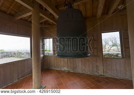 Bankoku Shinryo-no Kane,the Bell Hang In The Wooden Pavilion At Shurijo Castle,okinawa,japan