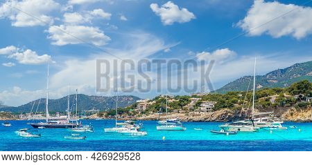 Landscape With Sea Coast And Little Harbor In Cala Xinxell,  Illetas, Mallorca Island, Spain