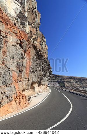 Cliffside Road In Gran Canaria, Canary Islands, Spain.