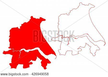 Humberside County (united Kingdom, Non-metropolitan And Ceremonial County Of England) Map Vector Ill