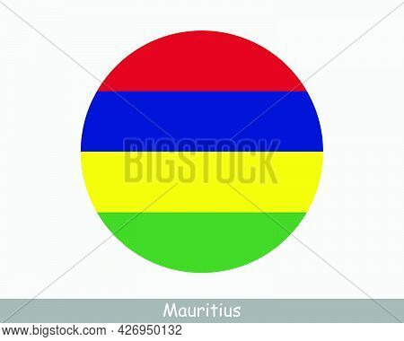 Mauritius Round Circle Flag. Mauritian Circular Button Banner Icon. Eps Vector