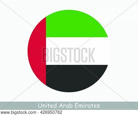 United Arab Emirates Round Circle Flag. Uae Circular Button Banner Icon. Emirati Flag Eps Vector